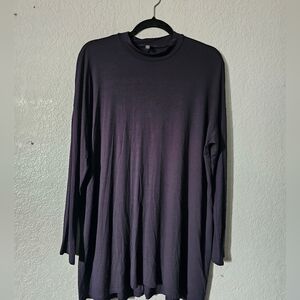 Eileen Fisher Womens Purple Long Sleeve Boat-Neck Tee Oversized Top Size M